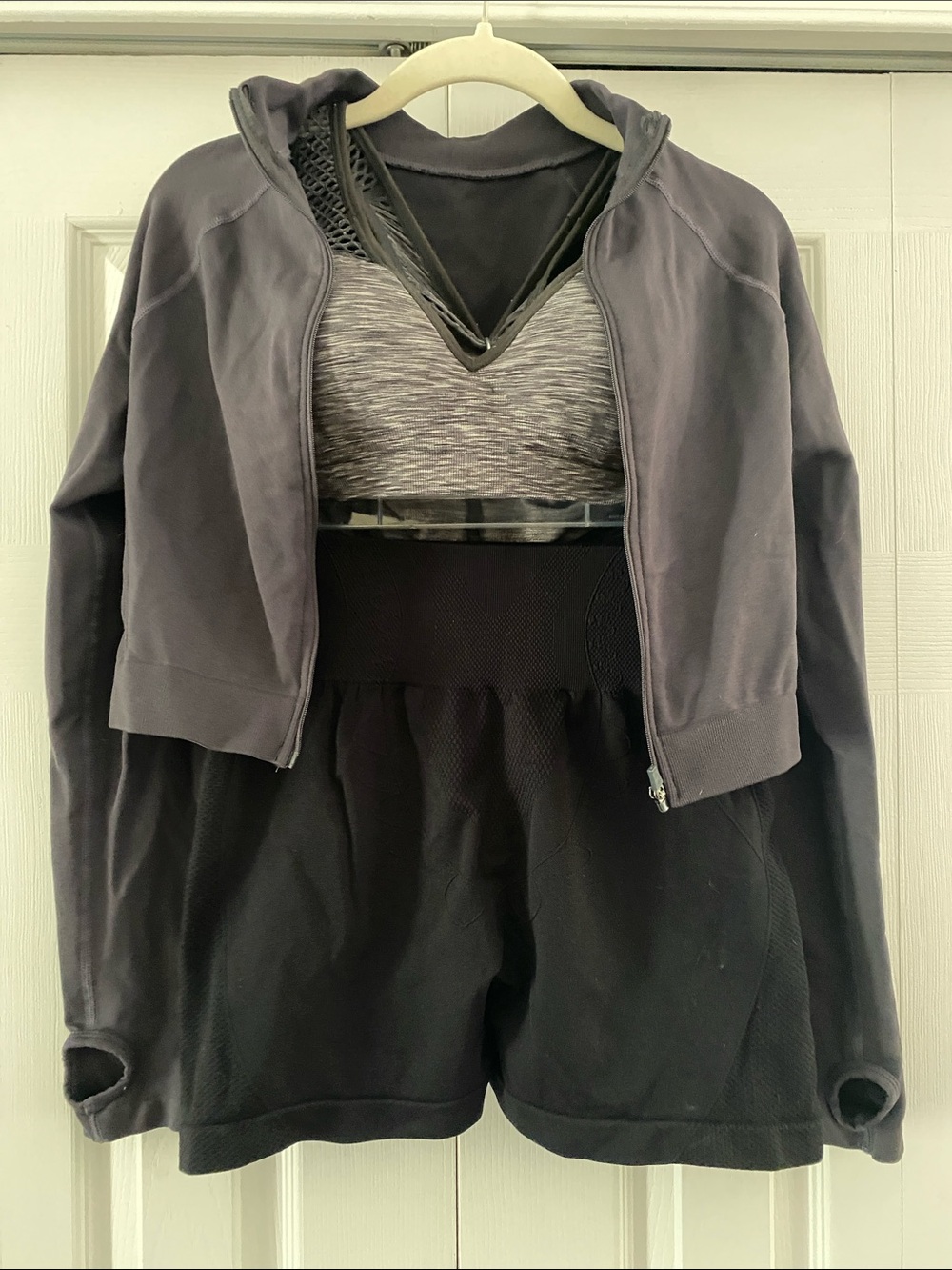 3 Piece Active Set. Jacket, Bra & Shorts